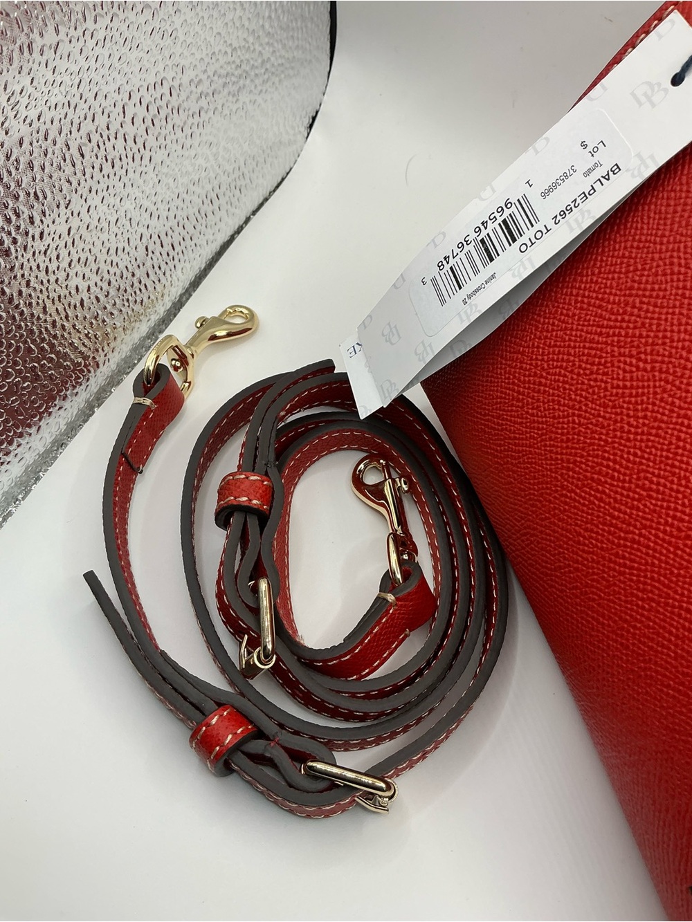 Dooney & Bourke Red Textured Zip Pouch with Gold Hardware - Picture 3 of 7